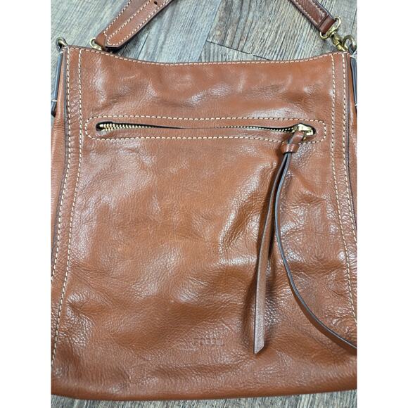 FOSSIL Crossbody Bag Handbag Purse Tan Leather Saddle Bag Vintage Brown - Picture 2 of 7